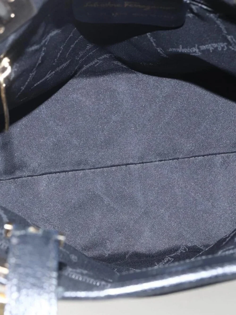Salvatore Ferragamo Tote Bag Nylon Leather Black Gold Auth 164446